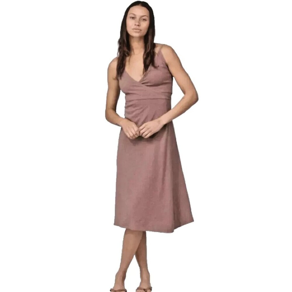 NWT Patagonia Wear With All Dress Wrap Cross Over Bodice Mauve Dress Size XS